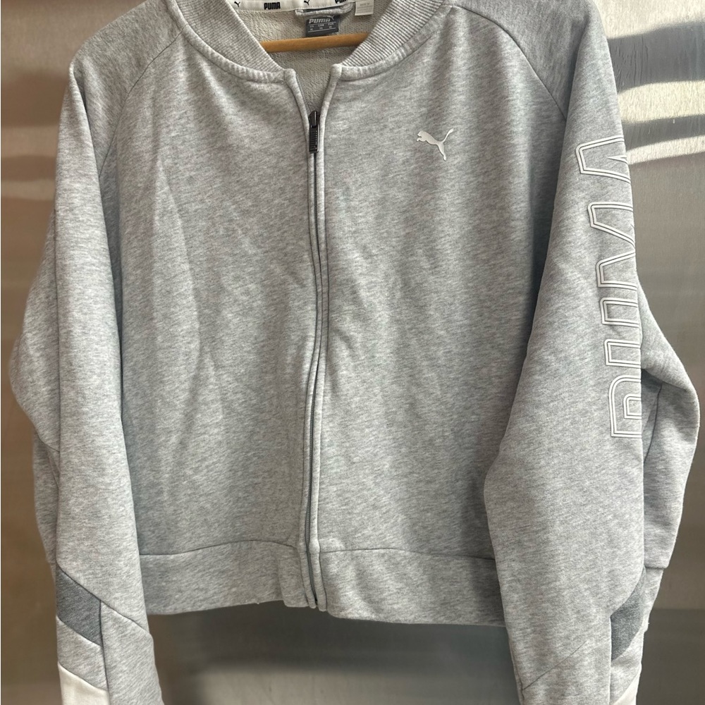 Puma Light Gray Full-Zip XL Track-sweatshirt jacket